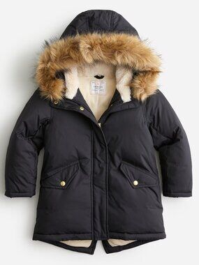 CREWCUTS M (8-9) Girls Black Puffer Jacket with PrimaLoft Hooded Snaps